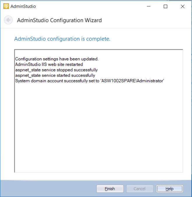 AdminStudio Configuration is complete.JPG