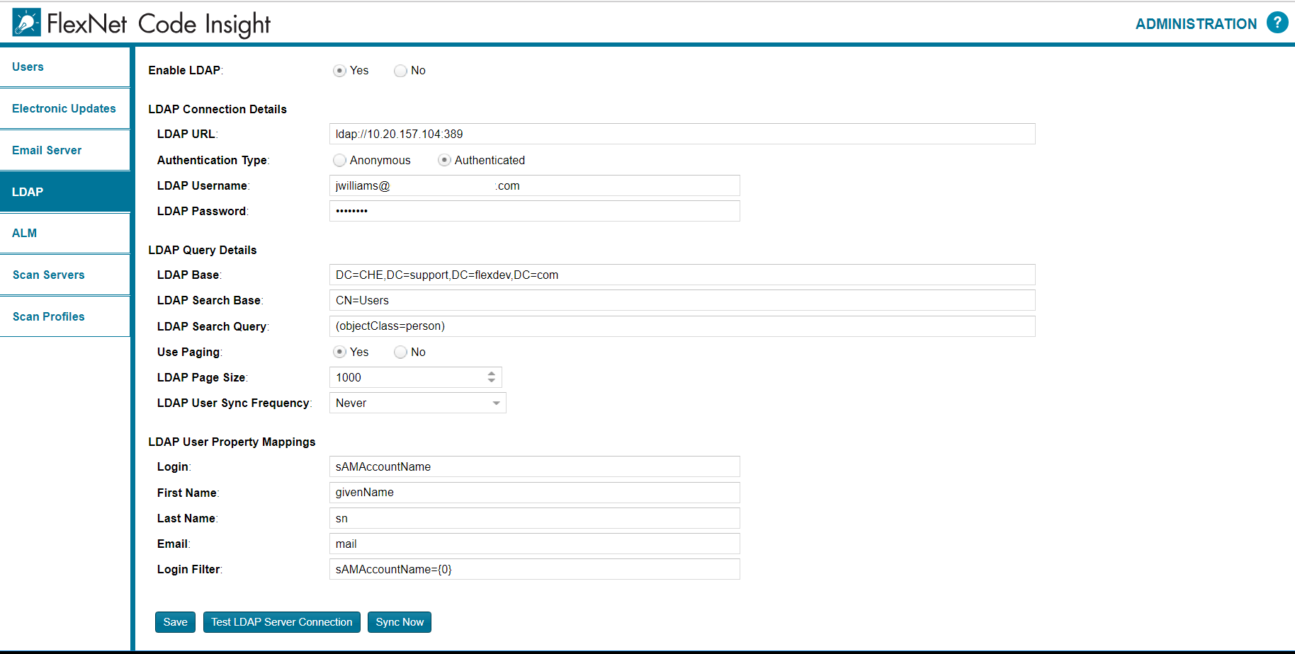Example 7.X LDAP Settings