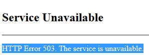 HTTP Error 503