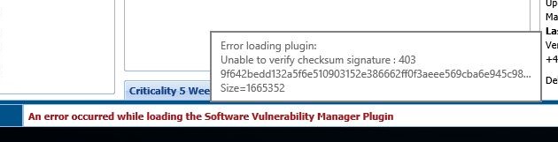 An error occurred while loading the Software Vulnerability Manager Plugin.JPG