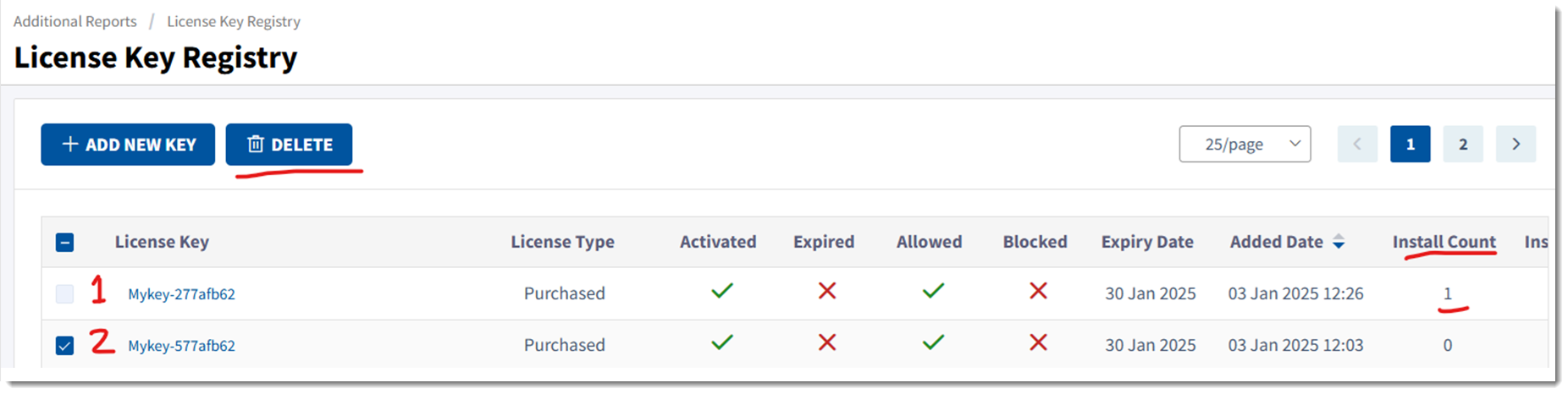 License Key Registry