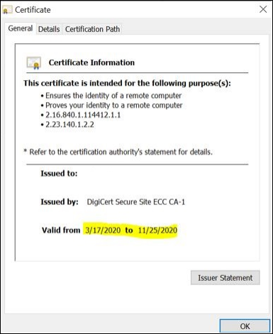 A screenshot of a certificateDescription automatically generated