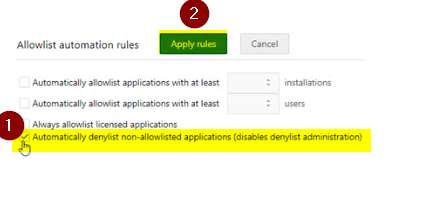 Tick Automatically denylist non-allowlisted applications.png