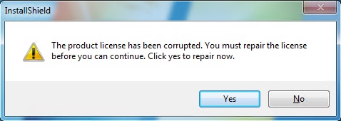 The Product License Has Been Corrupted.