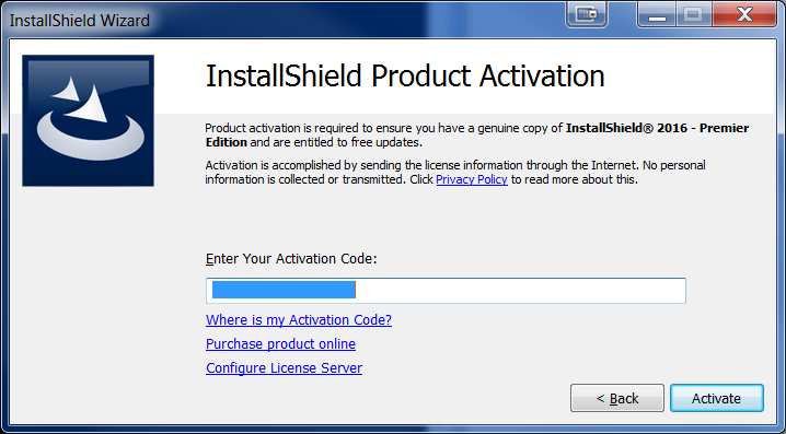 Offline Activation Dialog - Activation Code/Serial Number Dialog